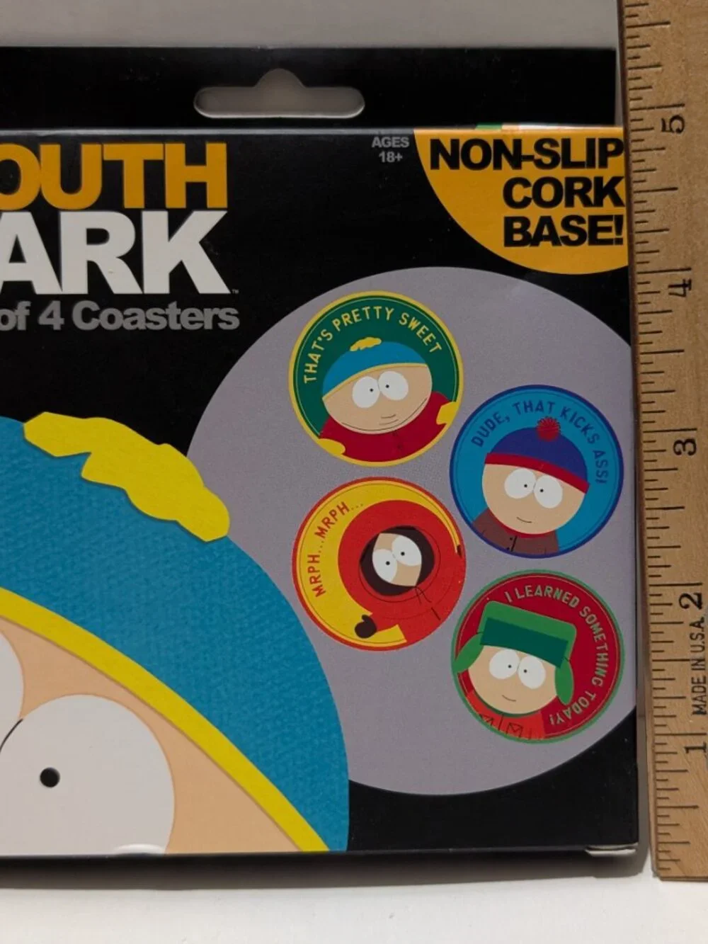 South Park Set of 4 Metal Coasters Non-Slip Cork Base Official Collectibles